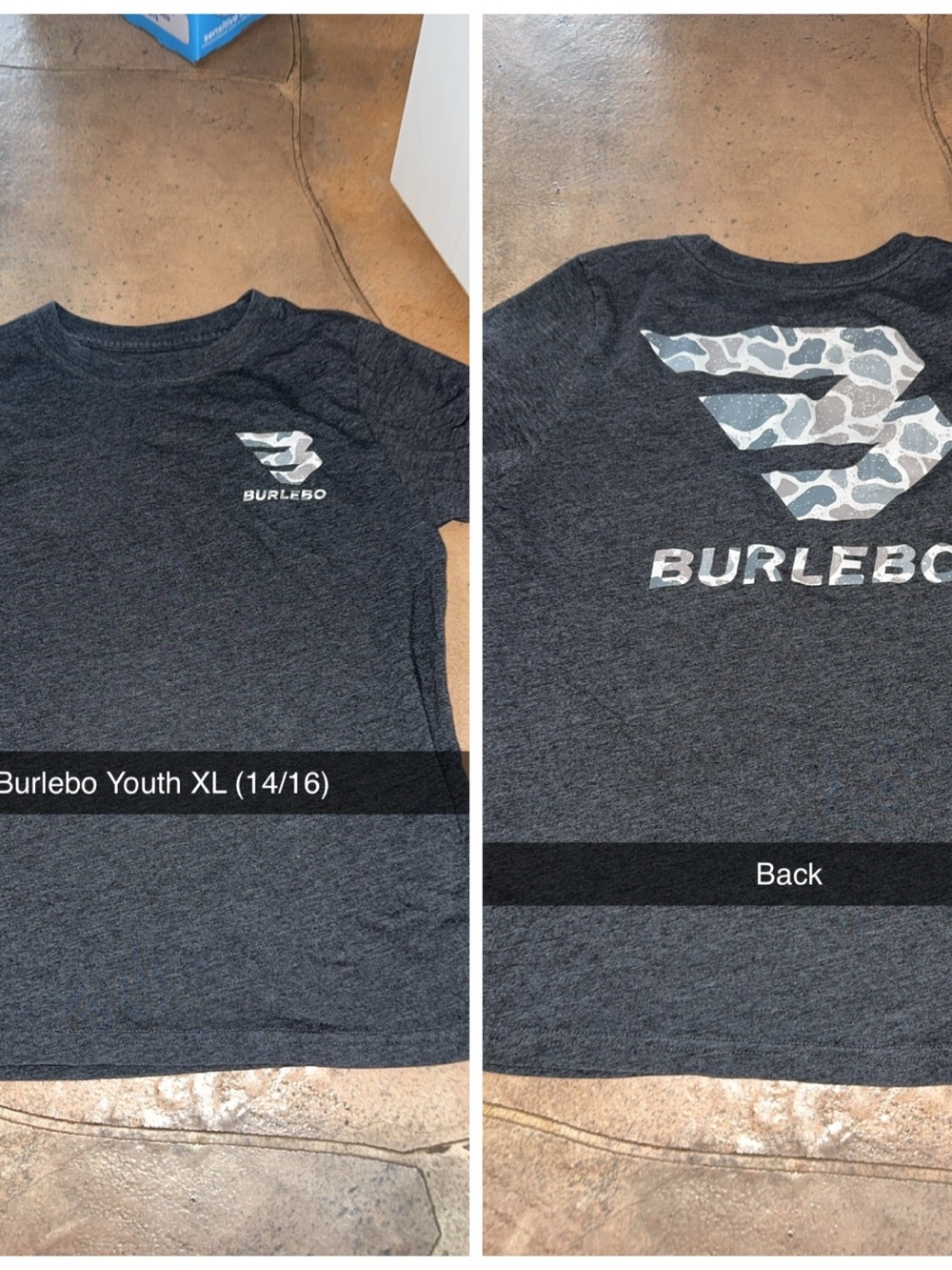 BURLEBO Charcoal Gray Short-Sleeve Tee with Camo Logo